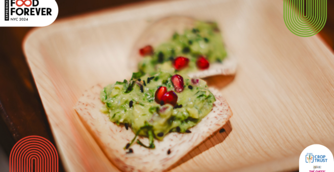 Taro Root Tostadas with Guacamole and Black Sesame